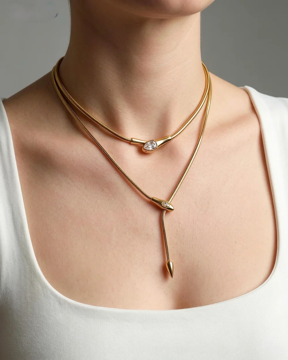 The Serpentine Lariat Electroplated Necklace